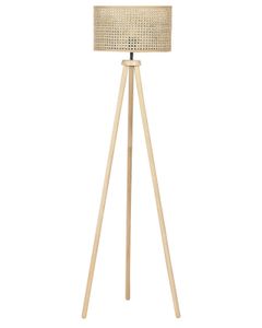 BELIANI Stehlampe Naturfarben Rattan 150 cm Hoch Trommelform Tripod Dreibein Stativ Lampe Boho Modern für Wohnzimmer Schlafzimmer Flur