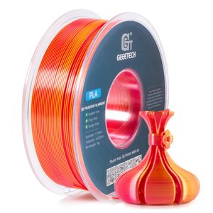 Geeetech Seiden-PLA-Filament fuer 3D-Drucker, 1,75 mm Filament Rolle, Massgenauigkeit +/- 0,03 mm, Druckmaterialien, 1 kg Spule【Gold + Rot】
