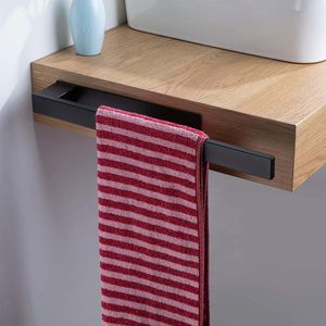 Handtuchhalter ohne Bohren Handtuchstange Selbstklebend Handtuchring Edelstahl für Bad und Küche, schwarz, 39 cm