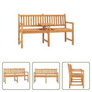 The Living Store 3-Sitzer Gartenbank mit Tisch 150 cm Teak Massivholz