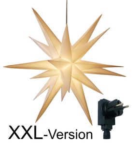 XXL Ø 100 cm 3D Leuchtstern / Weihnachtsstern mit warm-weißer LED Beleuchtung und Timer / für Innen und Außen geeignet (IP44) / hängend / 7,5 m Zuleitung (weiß)