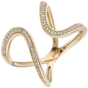 JOBO Damen Ring 58mm 585 Gold Gelbgold 55 Diamanten Brillanten Goldring Diamantring