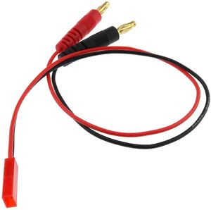 Weiches Silikon-Ladekabel 20AWG | 4.0mm Bananenstecker Männlich | JST-Anschluss, 30cm | Kompatibel mit Tello DJI Batterien, Radiofly, Schwarz