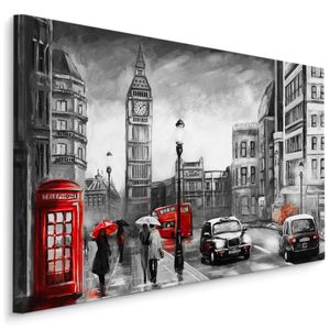 Fabelhafte Canvas LEINWAND BILDER 100x70 cm XXL Kunstdruck London Stadt Autos Big Ben