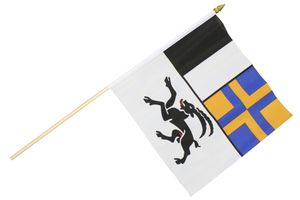 Fahne Flagge Graubünden 30 x 30 cm mit Holzstab Höhe 60 cm Handfahne Stockflagge Banner Fan