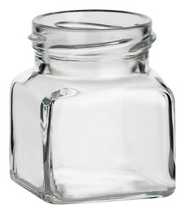gouveo Einmachgläser 150 ml eckig Schraubverschluss - Vorratsglas mit Deckel, Deckelfarbe:Schwarz, Setgröße:24er Set