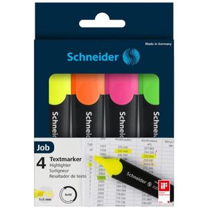 Zvýrazňovače Schneider Job, 1+5 mm, 4 farby neónové