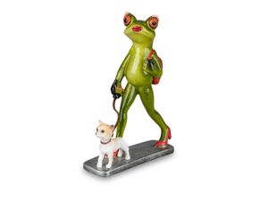 Formano lustige Frösche Frosch Lady mit Hund 17cm Froschpaar Gassi Lady