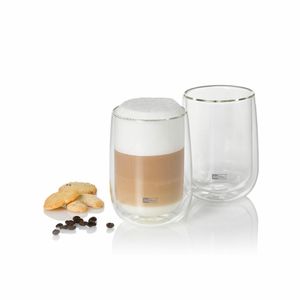 2er Set Teegläser, Teebecher DUO GLASS 400ml H. 13cm Glas + Edelstahl AdHoc