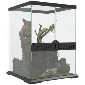 PawHut Terrarium für Reptilien Reptil Fütterungsbox mit Anti-Flucht-Design, Belüftung 120L Glasterrarium mit Kabelmanagement für Amphibien Spinne Meta