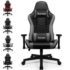 Aiibot Gaming Stuhl ,Bürostuhl Ergonomisch mit Verstellbare Armlehnen, Kopfkissen und Lendenkissen ,PC stuhl mit Wippfunktion ,Gaming Stuhl 150 kg
