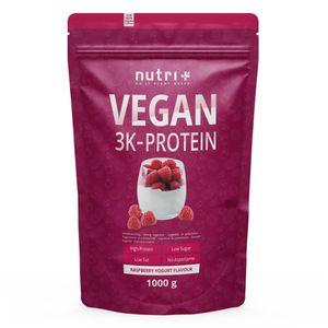 Proteinpulver Vegan - veganes Eiweißpulver - Protein Shake 3K ohne Laktose - Eiweiß Raspberry Joghurt