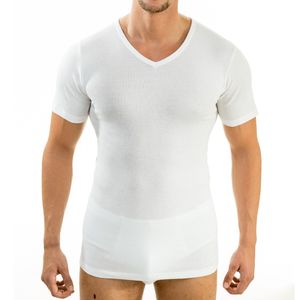 HERMKO 4880 Herren kurzarm Shirt mit V-Ausschnitt, Business Unterhemd aus 100% Baumwolle, Größe:D 6 = EU L, Farbe:weiß
