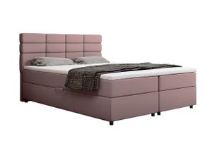 Panda Möbel - Reve Boxspringbett 160x200 cm, kontinentales Doppelbett mit hochwertiger Matratze, Topper und Bettkasten - komfortabel, modern - rosa
