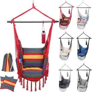 MIADOMODO® Hängesessel - Outdoor und Indoor, mit Kissen, Haken, für Kinder/Erwachsene, Balkon/Wohnzimmer/Garten/Camping, bis 150 kg, Faltbar, Bunt - H MIADOMODO® Hängesessel - Outdoor und Indoor, mit Kissen, Haken, für Kinder/Erwachsene, Balkon/Wohnzimmer/Garten/Camping, bis 150 kg, Faltbar, Bunt - H