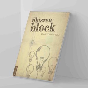 Zeichenblock DIN A2 mit 50 Blatt (blanko), Skizzenblock aus hochweißem Papier mit Matter Oberfläche, 190 g/m², DIN A3/A2 mit "Vintage Glühbirnen" Motiv