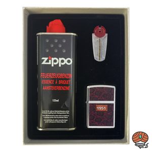Zippo Geschenk Set, 1x Leather Wrap, 1x Feuerzeugbenzin, 6 Feuersteine