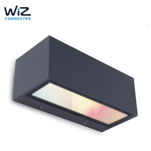 WIZ LED Außenleuchte Gemini aus Aluminium in Anthrazit RGBW Up-and Downlight