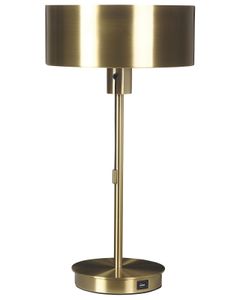 BELIANI Tischlampe Gold Eisen Kegelschirm USB-Anschluss mit Zugschalter Büro Arbeitszimmer Funktionell Modern