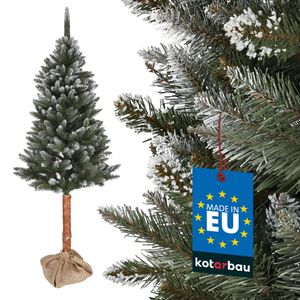 KOTARBAU® Choinka sztuczna Snieg 180 cm Swierk Diamentowy Choinka na drewnianym pniu z plastikowym stojakiem Choinka sztuczna jak prawdziwa Choinka sztuczna Choinka sztuczna