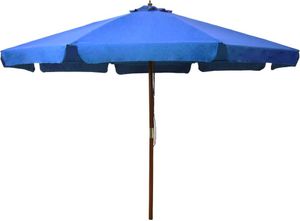Prolenta Premium - Sonnenschirm mit Holzmast 330 cm Azurblau