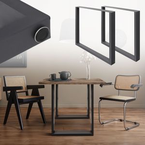 ECD Germany 2x stolová noha ze čtvercových profilů, 60x72 cm, antracitová barva