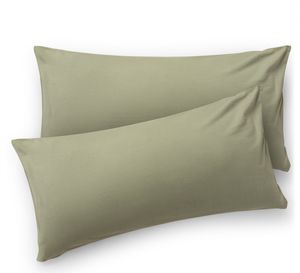 Blumtal Kissenbezug 40x60 cm (2er Set Kissenbezüge) - Grün - 100% Baumwoll-Jersey für Nackenstützkissen