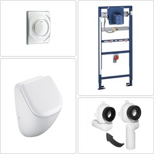 VIGOUR DERBY Urinal spülrandlos mit SoftClose Deckel und Grohe Zubehör, matt chrom