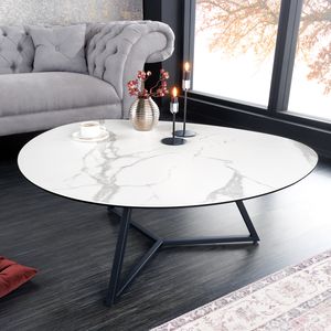 riess-ambiente Moderner Couchtisch MARVELOUS 90cm weiß schwarz Glas Marmor Keramik Wohnzimmer Beistelltisch Tisch