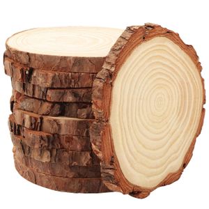 Kurtzy 10er Pack Naturbelassene Holzscheiben Baumscheiben Deko - Ø10-11cm kleine Holzscheiben zum Basteln - 10er Set Holzplatte rund mit 10mm Dicke -