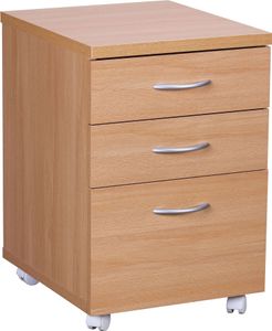 FineBuy Rollcontainer OTTAWA 40 x 60 x 45 cm Unterschrank mit Rollen Buche, Rollwagen mit Schubladen, Roll-Schrank Büro, Kosmetikwagen Make Up Wagen, Container unter Schreibtisch