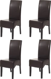 4er-Set Esszimmerstuhl Stuhl Küchenstuhl Littau  Leder, braun dunkle Beine
