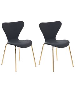 BELIANI Esszimmerstuhl 2er Set Schwarz / Gold Samtstoff mit Metallgestell Modern Skandinavisch Wohnzimmer Esszimmer Flur Diele Wohnküche Arbeitszimmer