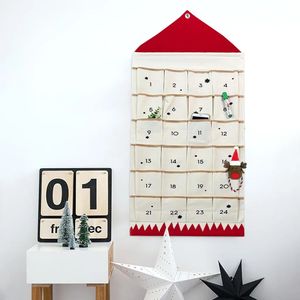 Weihnachts-Adventskalender, 24 Taschen Stoff Weihnachtskalender zum Aufhängen Weihnachtlichen Ornamente,