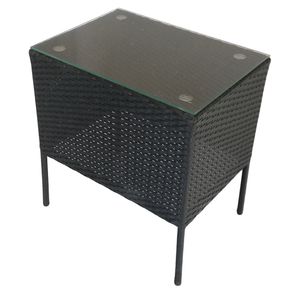 KMH® Polyrattan Tisch *Holme* schwarz mit Glasplatte