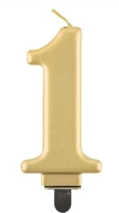 Świeczka cyferka 1 Beauty&Charm metalik złota 8cm