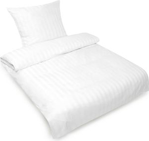 Hotelbettwäsche Set Damast Satin Streifen (25mm) in 100% Baumwolle , in Größe: 135x200+80x80 cm Hotelbettwäsche Set Damast Satin Streifen (25mm) in 100% Baumwolle , in Größe: 135x200+80x80 cm