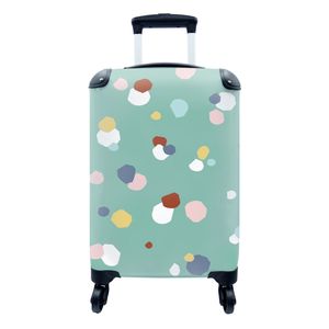 Koffer Handgepäck Kinderkoffer Trolley Rollkoffer Kleine Reisekoffer auf Rollen - Kinder - Dots - Grün Passend in 55x40x23 cm