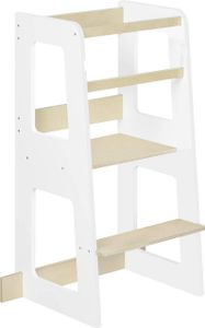WOLTU Lernturm für Kinder ab 1 Jahr, Rausfallschutz, Massivholz MDF, Weiß Holzfarbe WOLTU Lernturm für Kinder ab 1 Jahr, Rausfallschutz, Massivholz MDF, Weiß Holzfarbe