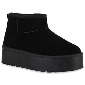 VAN HILL Damen Warm Gefütterte Plateau Boots Bequeme Profi-Sohle Schuhe 840733, Farbe: Schwarz, Größe: 37