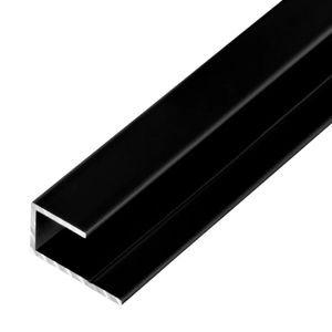 5, S-Polytec® Aluminium U-Profil 8mm Schwarz RAL 9005 (2 Meter), Alu Abschlussprofil, Aluprofil für Vinyl-Boden und Aluverbundplatten Dibond