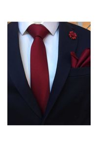 MNZ-Wino-czerwony krawat i szalik boutonniere set Kmc-1 444GKC002