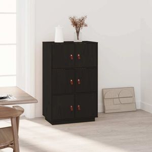 vidaXL Highboard Schwarz 67x40x108,5 cm Massivholz Kiefer