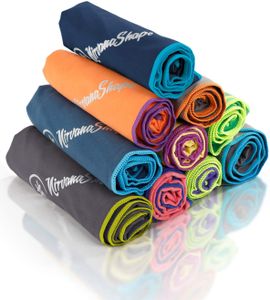 NirvanaShape ® DAS Reise-Handtuch für Backpacker, Urlauber und Traveller aus Microfaser, Größe:70x140cm, Farbe:Blau / Hellblauer Rand