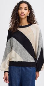 Ichi IHKAMARA Damen Strickpullover Feinstrick Pullover leicht elastisch Rippbündchen oversize
