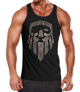 Herren Tank-Top Odin Gott Valhalla Wikinger Nordmänner nordische Mythologie Wotan Muskelshirt Muscle Shirt Neverless® schwarz-gold 3XL