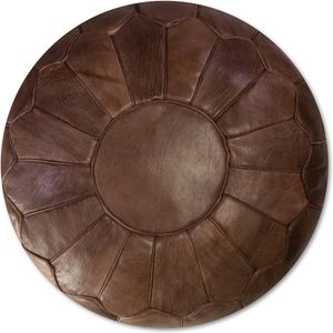 Marokkanischer XL Echtleder Pouf - Schokolade - Handgefertigt - gefüllt geliefert - Ottoman Sitzsack Fußhocker