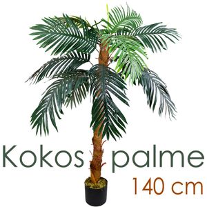 Künstliche Palme groß Kunstpalme Kunstpflanze Palme künstlich wie echt Plastikpflanze Balkon Königspalme Kokospalme Deko 140 cm hoch Decovego
