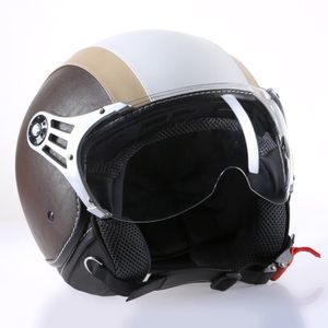 CMX Jethelm - Rollerhelm Chap Leder weiß, braun, beige  "XL"