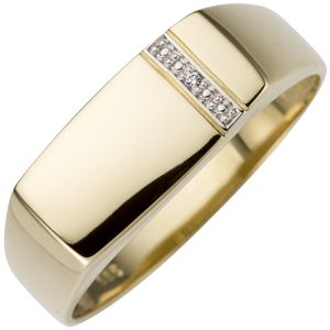 Gr. 66 Herren Ring 0,005ct 585 Gold Gelbgold 1 Diamant Brillant Herrenring